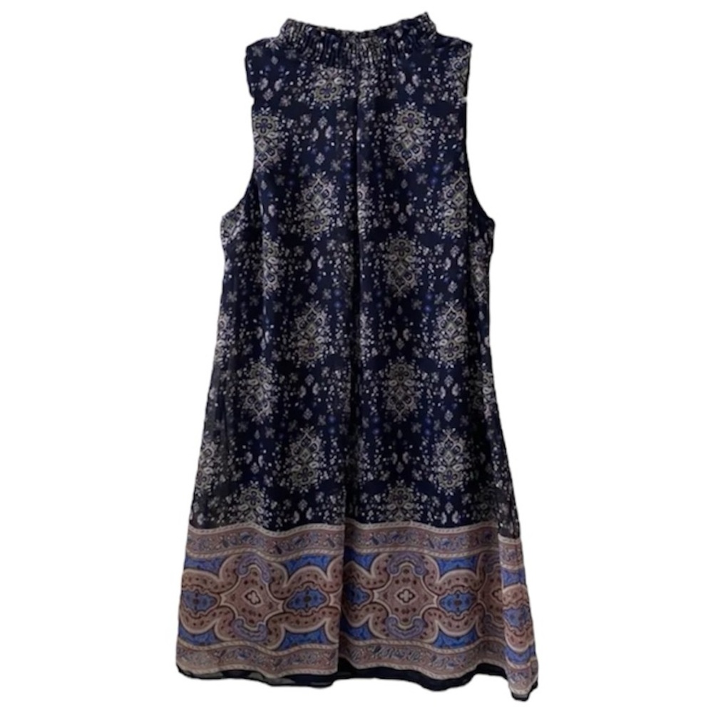 Speechless Navy Boho Mock Neck Sleeveless Dress-Juniors Small